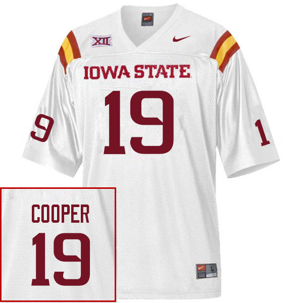 Men #19 Jeremiah Cooper Iowa State Cyclones College Football Jerseys Sale-White